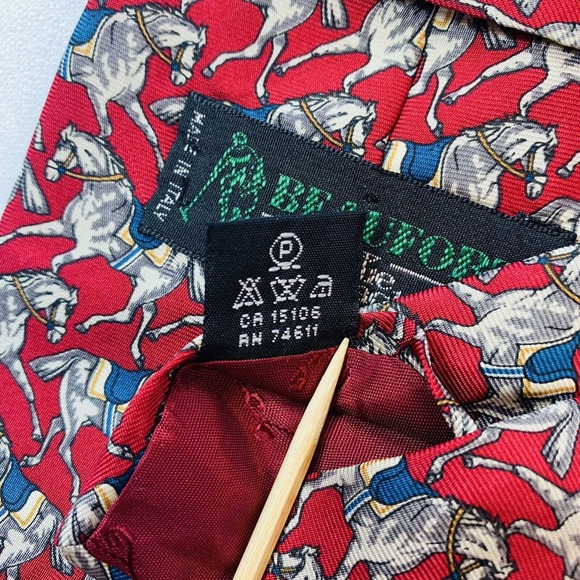 Beaufort Necktie Silk Tie Rack Horses Retro Italy Made Vintage Equestrian Riding - Picture 7 of 7